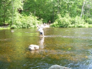 Dirigo making sure it was safe for us to cross the river