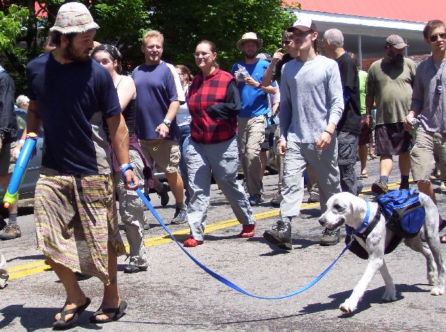 Catawba and his owner in the Trail Days Hiker Parade 2008